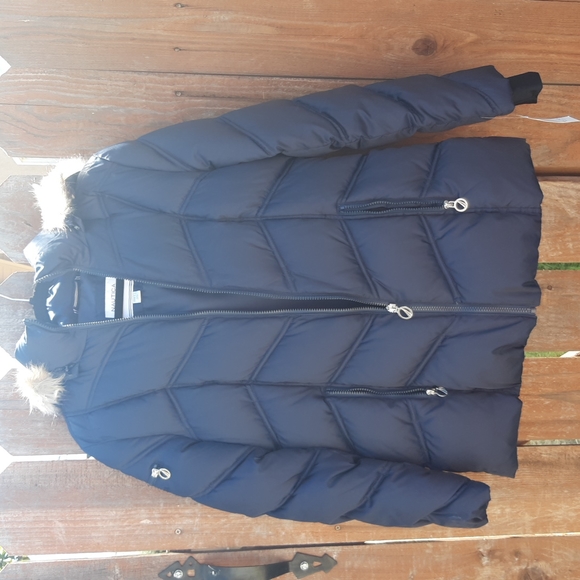 Nautica Jackets & Blazers - Nautica Faux Fur Trim Puffer Jacket in Navy Blue